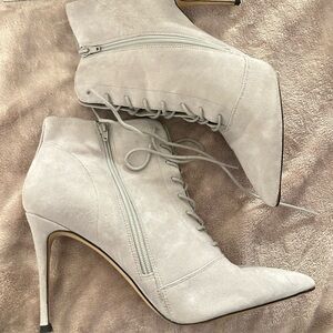 Halogen Orchid Chic Gray Suede Stiletto Ankle Boots, 12M